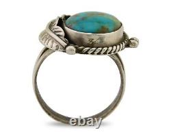 Navajo Ring 925 Sterling Silver Blue Turquoise Native American Artist C. 80's