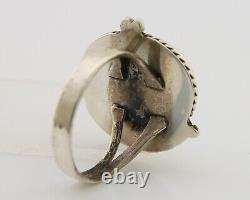 Navajo Ring 925 Sterling Silver Blue Turquoise Native American Artist C. 80's