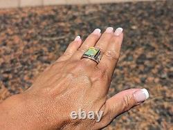 Navajo Ring Kingman Turquoise Kokopelli Sterling Silver Native American Sz 10.5