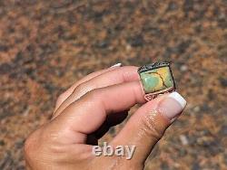 Navajo Ring Kingman Turquoise Kokopelli Sterling Silver Native American Sz 10.5