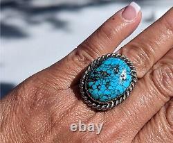 Navajo Ring Native American Jewelry Sterling Silver Matrix Turquoise Sz 7