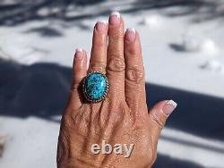 Navajo Ring Native American Jewelry Sterling Silver Matrix Turquoise Sz 7