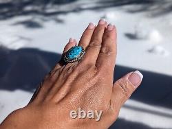 Navajo Ring Native American Jewelry Sterling Silver Matrix Turquoise Sz 7