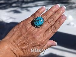 Navajo Ring Native American Jewelry Sterling Silver Matrix Turquoise Sz 7