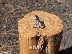 Navajo Ring Spiny Oyster Twin Stones Native American Signed Sterling Silver Sz 6