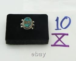 Navajo Ring Sterling Silver Blue Turquoise Vintage Signed MC 4.75