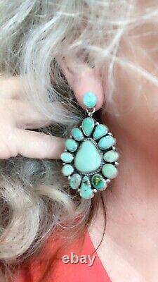 Navajo Royston Turquoise Ss Cluster Earrings Geraldine James