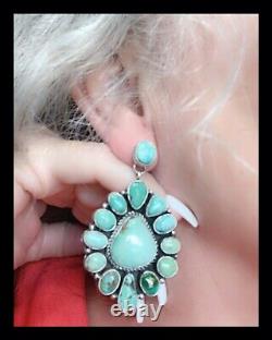 Navajo Royston Turquoise Ss Cluster Earrings Geraldine James