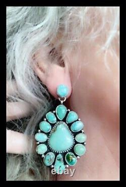 Navajo Royston Turquoise Ss Cluster Earrings Geraldine James