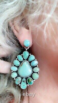 Navajo Royston Turquoise Ss Cluster Earrings Geraldine James