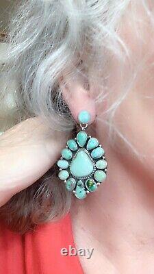 Navajo Royston Turquoise Ss Cluster Earrings Geraldine James