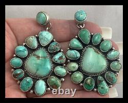 Navajo Royston Turquoise Ss Cluster Earrings Geraldine James