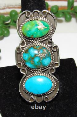 Navajo Royston Turquoise Statement Ring Sz 9 Sterling Silver Signed Native