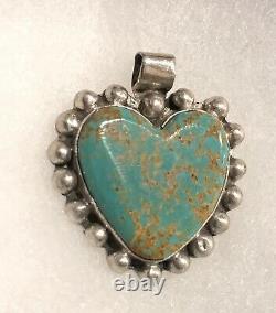 Navajo Royston Turquoise Sterling Silver Heart Pendant