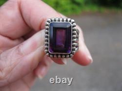 Navajo Russell Sam Sterling 5 Carat Bold Amethyst Ring Beautiful Color & Design