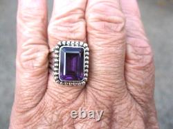 Navajo Russell Sam Sterling 5 Carat Bold Amethyst Ring Beautiful Color & Design
