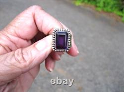 Navajo Russell Sam Sterling 5 Carat Bold Amethyst Ring Beautiful Color & Design