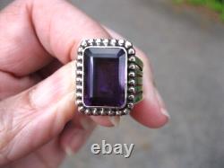 Navajo Russell Sam Sterling 5 Carat Bold Amethyst Ring Beautiful Color & Design