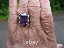 Navajo Russell Sam Sterling 5 Carat Bold Amethyst Ring Beautiful Color & Design