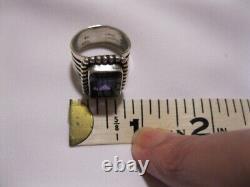 Navajo Russell Sam Sterling 5 Carat Bold Amethyst Ring Beautiful Color & Design