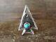 Navajo Sand Cast Sterling Silver Turquoise Arrowhead Ring Signed By Johnson