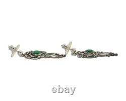 Navajo Shield Earrings 925 Silver Natural Turquoise Native American Artist C80s
