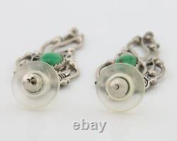 Navajo Shield Earrings 925 Silver Natural Turquoise Native American Artist C80s