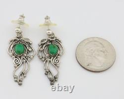 Navajo Shield Earrings 925 Silver Natural Turquoise Native American Artist C80s