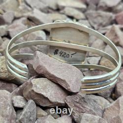 Navajo Signed Charoite Sterling Silver Native American Cuff Bracelet