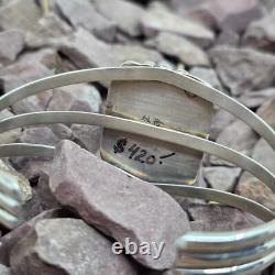 Navajo Signed Charoite Sterling Silver Native American Cuff Bracelet