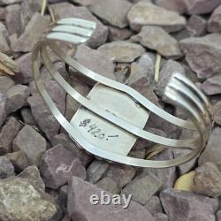 Navajo Signed Charoite Sterling Silver Native American Cuff Bracelet