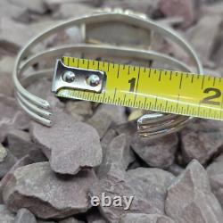 Navajo Signed Charoite Sterling Silver Native American Cuff Bracelet