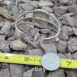 Navajo Signed Charoite Sterling Silver Native American Cuff Bracelet