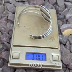 Navajo Signed Charoite Sterling Silver Native American Cuff Bracelet