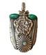 Navajo Silver 2 Malachite Oval Cabochons, Turquoise Chief Pendent 26gm 2.5