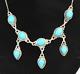 Navajo Silver & Turquoise Native American Southwestern 15-1/2 Necklace Signed A