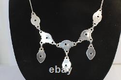 Navajo Silver & Turquoise Native American Southwestern 15-1/2 Necklace Signed A