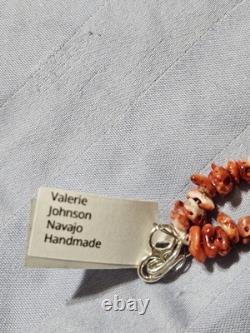 Navajo Spiny Oyster & Turquoise Graduated Rondell Necklace 27 In V. Johnson