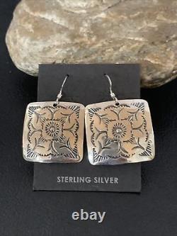 Navajo Stamped Sterling Silver Stamped Handmade Earrings Set Gift 1192