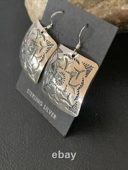 Navajo Stamped Sterling Silver Stamped Handmade Earrings Set Gift 1192