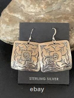 Navajo Stamped Sterling Silver Stamped Handmade Earrings Set Gift 1192
