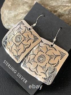 Navajo Stamped Sterling Silver Stamped Handmade Earrings Set Gift 1192