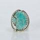 Navajo Sterling Silver 925 Large Turquoise Mens Ring Size 11.5 Signed G