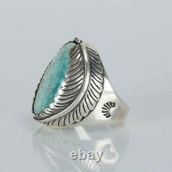 Navajo Sterling Silver 925 Large Turquoise Mens Ring Size 11.5 Signed G