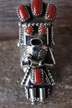 Navajo Sterling Silver Coral Kachina Ring Size 7 Doris Smallcanyon