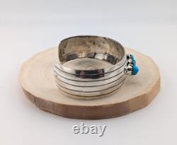 Navajo Sterling Silver Cuff Bracelet Kingman Turquoise Handmade Jewelry Sz 7in