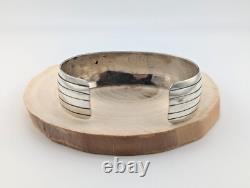 Navajo Sterling Silver Cuff Bracelet Kingman Turquoise Handmade Jewelry Sz 7in