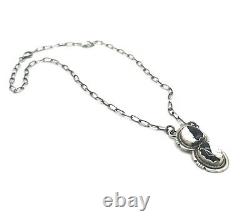 Navajo Sterling Silver Handmade Bar Link Necklace White Buffalo By Eli Skeets