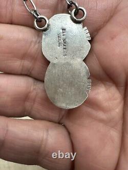 Navajo Sterling Silver Handmade Bar Link Necklace White Buffalo By Eli Skeets