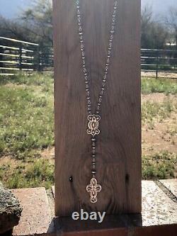 Navajo Sterling Silver Handmade Beaded Rosary Necklace Signed